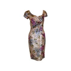 Ceil Chapman Floral Brocade Cocktail Dress, Circa 1950 | See more vintage Cocktail Dresses at https://www.1stdibs.com/fashion/clothing/evening-dresses/cocktail-dresses in 1stDibs Champagne Cocktail Dress, Ceil Chapman, 1950s Cocktail Dress, Fitted Sheath Dress, Life Styles, Boutique Couture, Cocktail Dress Vintage, Evening Dresses Cocktail, Full Dress