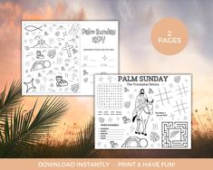 the palm sunday activity pack includes two pages