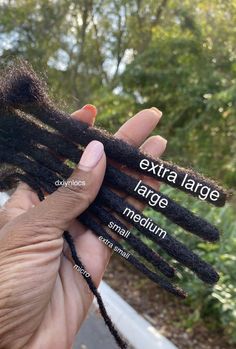 Different dreadlock sizes Dreadlock Sizes Chart, Dreads With Middle Part, Loc Thickness Chart, Different Sized Locs, Types Of Locks For Hair, Dreadlocks Straight Hair, Loc Length Chart, Dreadlocks Sizes, Loc Parts Size