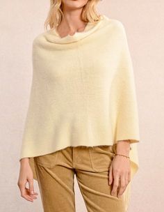 Short poncho-Soft to the touch-Round neckline-Fringes at the ends-Length from the shoulder 75 cm (for one size) Fabrics ▴ Main material: 100% acrylic Oversized Cream Shawl Poncho, Chic One Size Poncho With Batwing Sleeve, Chic One-size Poncho Shawl, Chic One-size Cape Poncho, Chic One Size Cape Poncho, One Size Cream Poncho, Oversized Cream Cape For Fall, One Size Cream Cape For Fall, One Size Cream Fall Cape