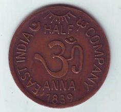 Half anna coin minted by the East India Company Currency Note, Coin Auctions, India Facts, East India Company