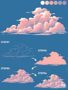 clouds are shown in different stages of formation, and the colors can be changed to match them