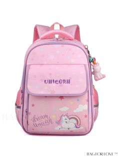 BagForLove - Adjustable Strap Classic Unicorn Print Backpack - Medium Size Cute School Backpack With Unicorn Print, Pink Unicorn Print School Bags, Student Backpack With Unicorn Print, Pink Unicorn Print Bag For Everyday Use, Pink Unicorn Print Backpack For Back To School, Cute Pink Backpack With Unicorn Print, Cute Multicolor Unicorn Print Backpack, School Backpack With Unicorn Print, Cute Unicorn Print Backpack For Back To School