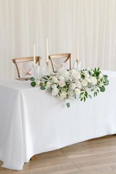 Sweetheart Table Decorations, Wedding Sweetheart Table Decor, Sweetheart Table Flowers, Flower Swag, Sweetheart Table Decor, Head Table Decor, White Floral Arrangements, Table Flower Arrangements, Head Table Wedding