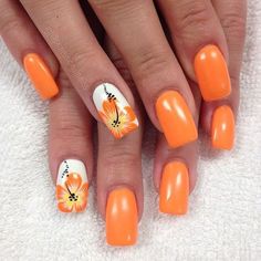 Nail Art Designs Summer, Creative Nail Designs, Floral Nail Art, Nails Blue, Thanksgiving Nails, Short Nail Designs, Orange Nails, Coffin Nails Designs, Nail Art Summer