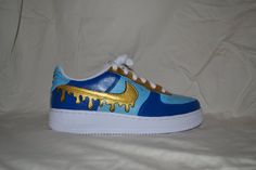 Hand Painted Air Force 1s Drip Style, Gold Drip, Custom Nike Shoes, Custom Air Force 1, Sneaker Games, Fly High, Custom Nikes, Custom Sneakers, Nike Cortez Sneaker