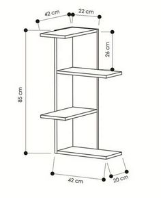 a drawing of a shelf with two shelves and measurements for the height of each shelf