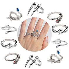 various rings with different shapes and colors