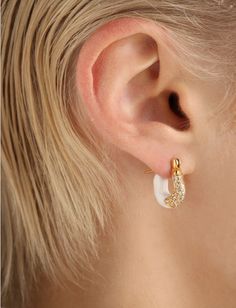 MINI HOOP EARRINGS WITH STONES AND ENAMEL – Joanna Laura Constantine Trendy Small Hoop White Jewelry, Trendy White Huggie Earrings For Everyday, Everyday Trendy White Huggie Earrings, Modern White Huggie Jewelry, White Hoop Huggie Earrings, Elegant Enamel Hoop Earrings, Modern White Huggie Hoop Earrings, White Tarnish-resistant Small Hoop Huggie Earrings, Hoop Huggie Earrings In Enamel