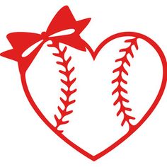 a heart shaped baseball with a bow on it