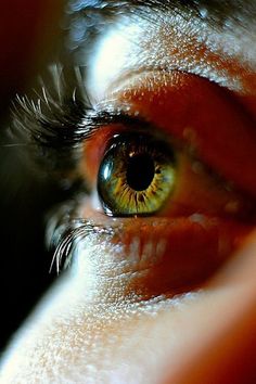 a close up view of an eye looking at something