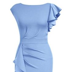 Material: 95% Polyester, 5% Spandex - Soft, Stretchy, Not See-Through Design: Zipper Closure, Ruffle On The Right Cover, Pleated Part On Waist Different Occasions: Formal, Evening, Cocktail, Gala, Prom, Homecoming, Graduation, Night Outs, Club Etc. Just Ask For Available Sizes: S M L Xl Xxl Item No. Cb292 Blue Cocktail Dress Classy, Jenny Yoo Bridal, Allure Bridal Wedding Dress, Cocktail Dress Classy, Edgy Dress, Eva Dress, Dusty Rose Dress, Azazie Bridesmaid Dresses, Blue Cocktail Dress