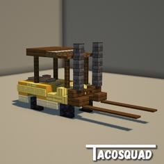 an image of a truck made out of wood and bricks with the words tacosquaad on it