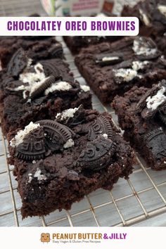 chocolate oreo brownies are cooling on a rack