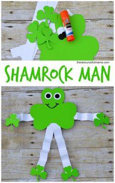 shamrock paper cut out to look like a man with the words shamrock man on it