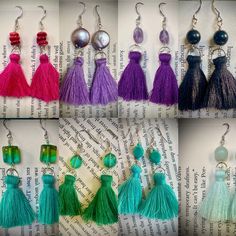 Tassel earring with .925 silver earwires! Gemstone, shell/pearl, and glass bead options available.  Custom colors and designs available! Message me for more color options. Great for bridesmaids. Dangle Tassel Earrings With Pearl Drop For Gifts, Handmade Elegant Purple Tassel Earrings, Elegant Handmade Purple Tassel Earrings, Elegant Tassel Earrings With Round Beads, Elegant Adjustable Tassel Earrings With Round Beads, Tassel Earring, Tassel Earrings, Chicago Il, Glass Bead