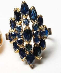 good estate rings.  sapphires test as sapphires marked 18k  dont see any issues jewelry box 21 Vintage Sapphire Cluster Ring, Freckled Skin, Sapphire Ring Vintage, Vintage Sapphire Ring, Faberge Jewelry, Italy Jewelry, Estate Rings, Vintage Sapphire, Deco Jewelry