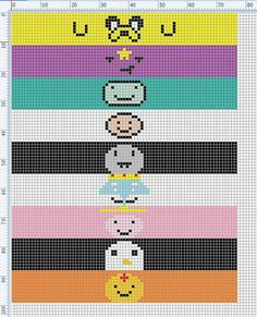 a cross stitch pattern with different colors and shapes