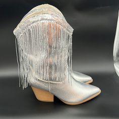 These Boots Look Like A Lot Fun. I Only Have 3 Pairs Left . These Run Small. Go Texans! #Htown Casual Snip Toe Boots For Party, Casual Closed Toe Mid-calf Boots For Party, Casual Mid-calf Boots For Party, Western Heeled Boots With Round Toe For Party, Western Round Toe Heeled Boots For Party, Western Style Round Toe Heeled Boots For Party, Spring Party Mid-calf Boots Medium Width, Spring Party Mid-calf Boots, Silver High Heel Boots For Spring