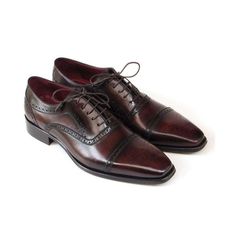 Paul Parkman Handmade Shoes Men's Handmade Shoes Captoe Burgundy Oxfords (PM5227)-AmbrogioShoes Mens Brown Dress Shoes, Men's Dress Shoes, Brown Dress Shoes, Oxford Style, Brown Oxfords, Simple Shoes, Hand Painted Shoes, Hand Painted Leather, Painting Leather