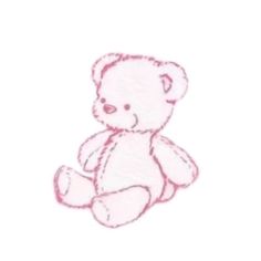 a drawing of a pink teddy bear on a white background with the outline drawn out