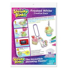 "Your little one will spend hours creating lovely keychains and other accents with these shrinkable sheets from Shrinky Dinks. These sheets work well with pencils and permanent markers. Details: White 8\" x 10\" (20.3cm x 25.4cm) sheet size 10 sheets Shrinks to 1/3rd of its original size and become 9 times thicker Works great with permanent markers and pencils For ages 5 and up" Shrink Plastic Keychain Free Kwaii Template, Shrinky Dink, Magnetic Tiles, Art & Craft Kit, Michael Store, Permanent Marker, Free Coloring, Craft Kits, Custom Framing