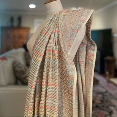 Brand New, Never Used Indian/Pakistani Dupatta. Can Be Used As A Shawl With Western Clothes As Well. Exquisite Embroidery, Beautiful Shimmer To The Fabric Due To The Horizontal Sequin Pattern Within The Middle Panel, Scallop Border Detail On All Edges. Dimensions: 35x95” Elegant Multicolor Chikankari Embroidered Fabric, Fitted Multicolor Chikankari Embroidery Saree, Elegant Multicolor Traditional Wear With Chikankari Embroidery, Traditional Beige Dupatta With Mirror Work, Multicolor Chikankari Embroidery Dupatta For Reception, Multicolor Silk Fabric With Mirror Work Embroidery, Multicolor Silk Fabric With Mirror Embroidery, Elegant Multicolor Embroidered Fabric Dupatta, Multicolor Georgette Embroidered Fabric For Reception