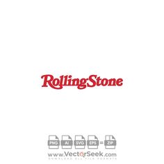 the logo for rolling stone is shown in red and black on a white background,