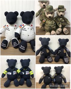 Memory Bear/keepsake Bear From Adult Uniform. - Etsy Teddy Bear From Loved Ones Clothes, Memory Bear From Shirt, Memory Quilts From Clothes Men, Memory Crafts From Clothes, Memory Bears Pattern Free, Remembrance Bear, Memory Pillow From Shirt, Memory Clothes, Memory Items