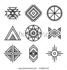 set of abstract geometric shapes in black and white