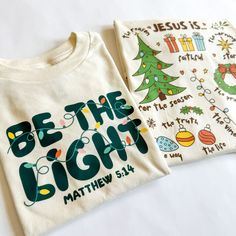 Spread the light of Christmas with this festive kid-sized unisex shirt. Featuring a stylish Christian design, it's the perfect way for your little one to celebrate the season with family and friends. Get ready to spark joy and be the light! Kids Christmas Tshirts Ideas, Xmas Tshirt Design, Tshirt Design Christian Faith, Cute Christmas Shirt Ideas, Cricut Christmas Tshirt Designs, Christmas Family Tshirts, Christmas Shirt Design Ideas, Christmas Tshirts Designs, Kids T Shirt Design Ideas