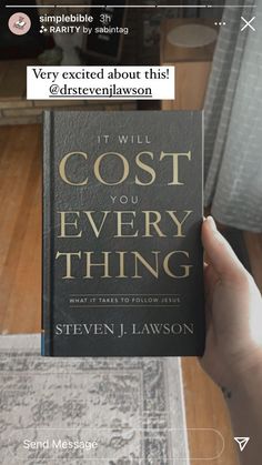 a person holding up a book with the title'i will cost you every thing what it takes to follow jesus '