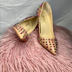 Brand New ! Never Worn! Nine Twenty One Nude Pumps With Multi Colored Studs Casual Spiked High Heels, Trendy Spiked Heels For Spring, Casual Spiked Heels For Spring, Nude Pumps, Twenty One, Multi Colored, Shoes Women Heels, The Twenties, Shoes Heels