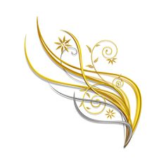 an artistic gold and silver design on a white background