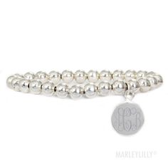 Monogrammed 8mm Ball Bracelet with Charm | Marley Lilly $34.99 Winter Shopping, Marley Lilly, Ball Bracelet, Shopping List, Bracelet Watch, Silver Bracelet, Charm Bracelet, Monogram, Bracelet