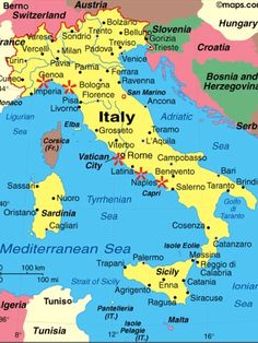 a map of italy with all the major cities