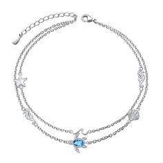 PRICES MAY VARY. This sea-themed anklet features with turtle, starfish, wave, seahorse, seashell for a fun, beachy vibe. The sea turtle ankle bracelet looks cute and pretty, suitable for daily and beach dress. Size: The length of this anklets is 9" + 1.5" extender chain, adjustable size fits most of women. Material: This ankle bracelet is made of 925 sterling silver, nickel-free, lead-free, cadmium-free and hypoallergenic. Packaging: This anklets comes with the charm gift box, perfect as a roman Infinity Butterfly, Moonstone Anklet, Turtle Anklet, Butterfly Anklet, Silver Ankle Bracelet, Anklets For Women, Foot Chain, Summer Anklets, Sterling Bracelets