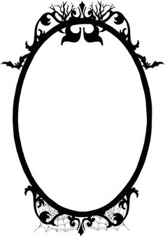 a black and white drawing of a round frame