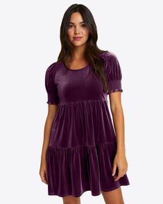 Lee Ann Dress in Plum Velvet – Draper James Midi Purple Velvet Dress, Purple Velevet Dress, Plum Shift Dress, Plum Velvet Dress Long Sleeve, Brora Velvet Dress, Ruffle Shoulder Dress, Magnolia Dress, Lee Ann, Ruffle Wrap Dress