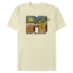 If you like to keep your look and your music a little on the wild side, then you're going to love this new officially licensed MTV Distressed Mountain Logo Men's Graphic T-Shirt! This unique design features the iconic MTV logo decorated with a mesmerizing desert scene, along with "Music Television" in distressed dark brown lettering below. Dress in style today with new MTV apparel that is perfect to show off your love for the brand! Mtv Logo, Mountain Logo, Desert Scene, Mountain Logos, Large Clothes, Graphic Tee Design, Men's Graphic T Shirt, Funny Graphics, Direct To Garment Printer