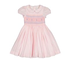 SIZE GUIDE : If you are hesitating between two sizes, we recommend going up one size (3M : newborn to 3 months ; 6M : 3 to 6 months ; 12M : 6 to 12 months ...) Our best seller wore by Princess Charlotte perfect for Ceremony, flower girl, 1st communion, special occasions, brunches, fancy easter activities and Spring weddings! - Classic French pink handmade smocked Dress with short balloons sleeves and Peter Pan collar (available in blue or white)- Pink and blue floral hand-embroidered on the ches Princess Charlotte Dresses, Antoinette Dress, French Pink, 1st Communion, Sleepwear Dress, Spring Weddings, Paris Dresses, Easter Activities, Princess Charlotte