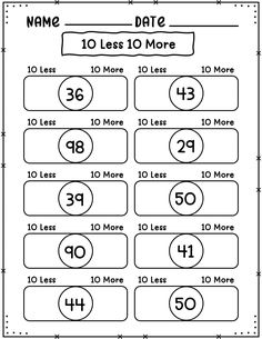 the printable worksheet for rounding numbers to 10 and counting them into ten