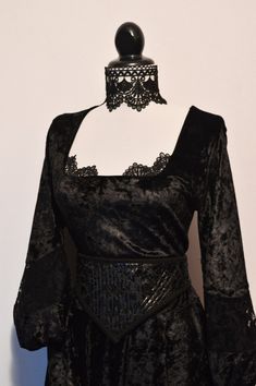 Victorian Gothic Velvet Dress - Etsy Elegant Black Corset Belt For Costume, Velvet Evening Dress For Halloween, Gothic Velvet Dress For Costume Party, Gothic Medieval Dress For Party, Gothic Fitted Medieval Party Dress, Long Sleeve Velvet Halloween Dress, Elegant Fitted Velvet Costume Dress, Long Sleeve Velvet Dress For Halloween, Fitted Velvet Dress For Costume