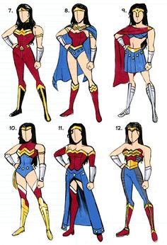 an image of female superheros in different costumes