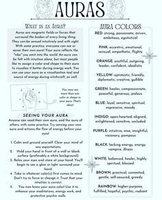 Aura Reading Color Meanings, Seeing Auras Exercise, Types Of Auras, How To Read Auras, Aura Colors Meaning, Colors Meaning, Nature Magic