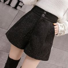 FREE SHIPPING ON ALL ORDERS OVER $50 | 100% SATISFACTION GUARANTEED Click "ADD TO CART" To Get Yours Now | Up To 60% OFF✨ The high-waist cut of this Woolen Women Solid Pattern Sequin Tweed Short Pants styles your shape while side slits add a touch of playfulness. And with our handcrafted details and sleek silhouette, this pair is certain to be one of your favorites. So let's see how you wear it. Features: 📌 The Fabric Is Very Comfortable 📌 Made With Polyester 📌 100% Satisfaction Guaranteed Ta Tweed Shorts, Short Women Fashion, Classy Casual Outfits, Classy Casual, Shorts Women, Fashion Black, Black Solid, Solid Pattern, Short Pants