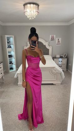 Pink Fitted Prom Dress, Fuschia Prom Dress, Prom Pink Dress, Pink Dress Elegant, Prom Dresses Pink, Prom Dress Inspo, Corset Gown, Mesh Corset, Classy Prom Dresses