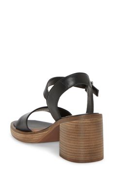 Smooth leather straps bring luxe appeal to a versatile sandal lifted by a subtle platform and stacked block heel. 2 1/2" heel Leather upper/synthetic lining/rubber sole Imported Adjustable Sandals With Stacked High Heel, Adjustable High Heel Sandals With Stacked Heel, Synthetic Block Heels With Wooden Open Heel, Synthetic Block Heels With Wooden Heel And Open Design, Open Toe Sandals With Stacked Heel And Medium Width, Synthetic Sandals With Wooden Heel And Medium Width, Modern Adjustable Open Toe Heels, Synthetic Wedge Sandals With Stacked Block Heel, Synthetic Wedge Sandals With Block Heel