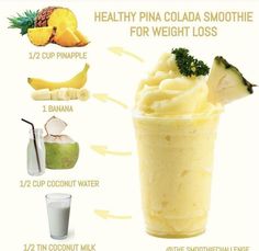 Healthy Pina Colada Smoothie, Healthy Pina Colada, Easy Healthy Smoothie Recipes, Super Healthy Smoothies, Healthy Diet Smoothies, Pina Colada Smoothie, Smoothie Diet Challenge