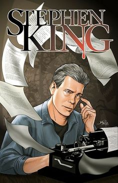 the cover to stephen king's novel, in which he is typing on a typewriter